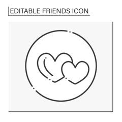 Mutual benefit line icon. People are physically intimate with one another. Soulmates. Hearts. Friends line icon. Isolated vector illustration.Editable stroke