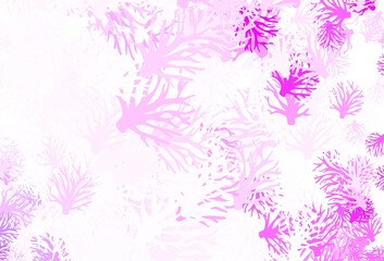Fototapeta na wymiar Light Purple, Pink vector doodle template with branches.