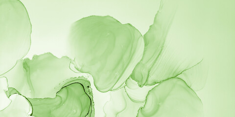 Leaves Alcohol Ink. Mint Modern Border. Baby Art.