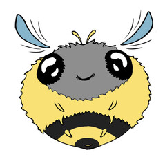 Small cute cartoon bee smiling