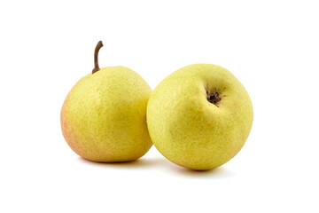 Ripe pear fruits isolated on white background