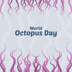 World Octopus Day on Blue Background, International Octopus Day, social media post, October 8th, World Octopus Day celebrates.