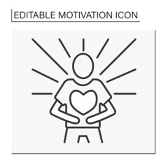 Emotional state line icon. Calming and emotions control for achieving goals. Motivation concept. Isolated vector illustration. Editable stroke