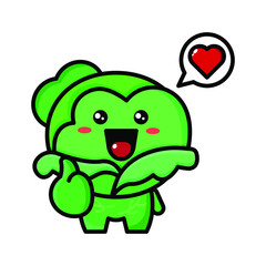 cute cabbage with love heart icon illustration vector graphic