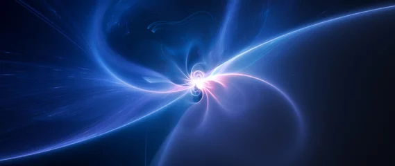 Fotobehang Neon colored glowing high energy singularity in space © sakkmesterke