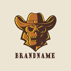 Skull cowboy head logo.