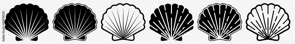 Poster shell icon scallop seashell set | shells icon seashells vector illustration logo | sea shell-icon is