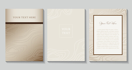 A set of card designs in natural colors with swirls
