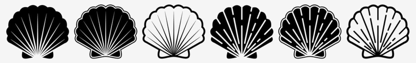 Shell Icon Scallop Seashell Set | Shells Icon Seashells Vector Illustration Logo | Sea Shell-Icon Isolated Sea-Shell Collection
