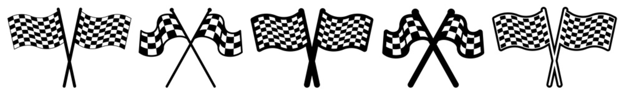 Chequered Flag Icon Racing Chequered Flag Set | Chequered Flags Icon Racing Vector Illustration Logo | Racing-Flag Icon Isolated Crossed Chequered-Flag Collection
