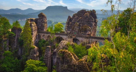 Photo sur Plexiglas Le pont de la Bastei Pont Bastei dans le parc national de la Suisse saxonne Allemagne