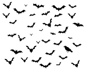 Bats Black Objects Signs Vector Symbols  Illustration With White Background