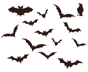 Bats Black Objects Vector Signs Symbols  Illustration With White Background