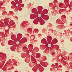 Seamless red florals pattern background