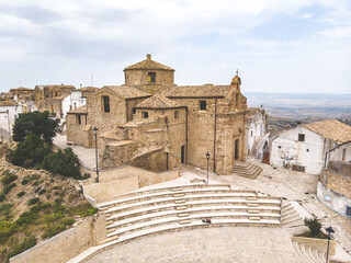 Pomarico town, Basilicata, Italy. aerial view of the old town. vintage post production