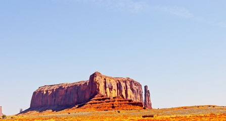Large Rock Cropping In Early Morning Light In Monument Valley, Utah