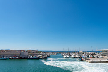 boats in the Port of Denia. Alicante. Valencian Community. Spain. Europe. July 1, 2021
