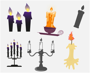 Candles Objects Signs Symbols Vector Illustration Abstract With White Background