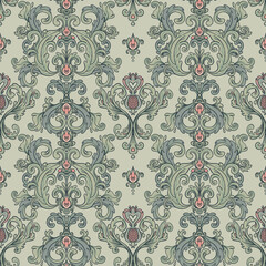 Floral vintage seamless pattern for retro wallpapers. Enchanted Vintage Flowers. Arts and Crafts movement inspired. Design for wrapping paper, fabrics, fashion clothes in William Morris style - 459786300