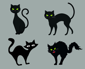 Cats Black Objects Vector Signs Symbols Illustration With Pink Background