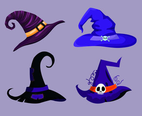 Hats Objects Signs Symbols Vector Illustration Abstract With Purple Background
