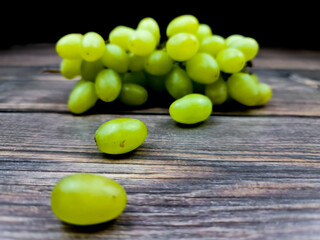 The Natural fresh green grapes close-up. Bunch of grapes.