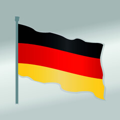Obraz premium Realistic Gradient Vector Illustration Image of The Germany Deutschland Waving Flag Pole