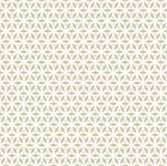 Geometric floral grid pattern. Minimalistic seamless illustration with gold and white diamond shapes. Luxury abstract vector texture. Modern ornament used foe design wallpaper. covers, wrapping