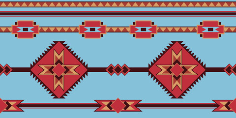Santa Fe blanket abstract design in repeat seamless pattern - Vector Illustration