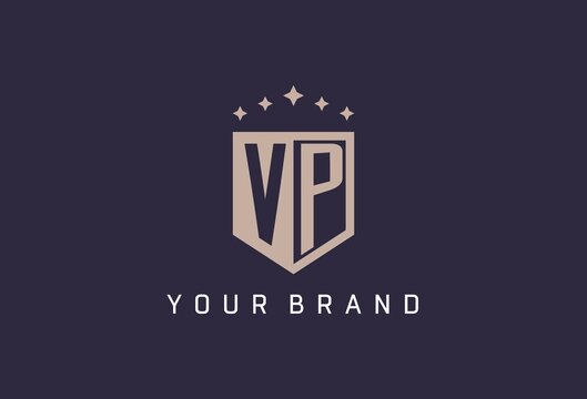 VP initial shield logo icon geometric style design