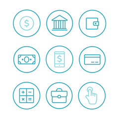 Finance icons. Finance icons line style vector