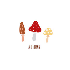 Autumn illustration vector. Banner with mushrooms