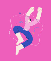 Happiness - happy people jumping in the air cheerfully