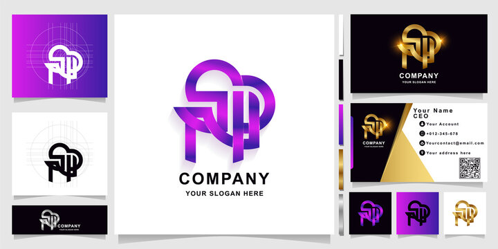 Letter NSP or SPN monogram logo template with business card design