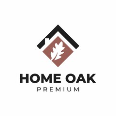 real estate logo oak leaf house vector