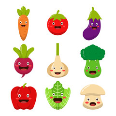 cartoon character vegetable collection design, vector illustration