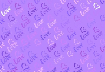 Light Purple vector background with Shining hearts.