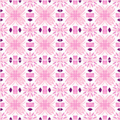 Azulejo watercolor seamless pattern. Traditional Portuguese ceramic tiles. Hand drawn abstract background. Watercolor artwork for textile, wallpaper, print, swimwear design. Black azulejo pattern.