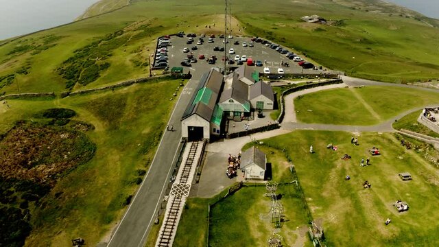 Aerial view of Llandudno from the top of great orme summit cable car station
