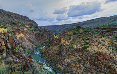Fototapeta na wymiar Panorama of a storm approaching the Rio Grande Gorge New Mexico
