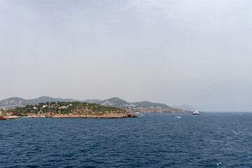 Coast of the port of Ibiza. Balearics. Spain. Europe. July 12, 2021
