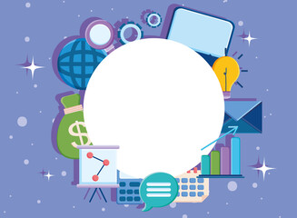 Fototapeta premium Label with strategic icon set