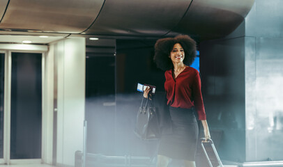 Female traveler on transit at airport