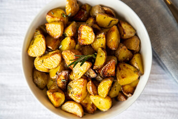 Crispy Rosemary Potatoes in a Bowl
