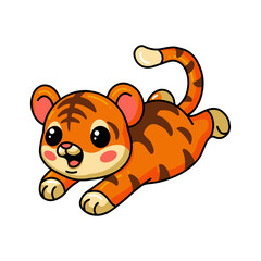 Cute baby tiger cartoon jumping