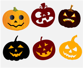 Pumpkin Halloween Objects Signs Symbols Vector Illustration Abstract With Gray Background