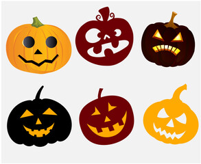 Pumpkin Halloween Objects Signs Symbols Vector Illustration Abstract With Gray Background