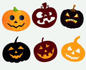 Pumpkin Halloween Objects Signs Symbols Vector Illustration Abstract With Gray Background