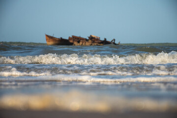 ship stranded in the city of tutoia, maranhao