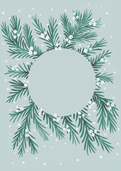 Christmas Branches framing circle copy space